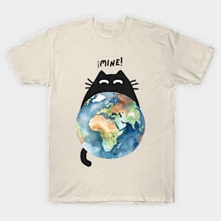 Black cat owns the earth T-Shirt